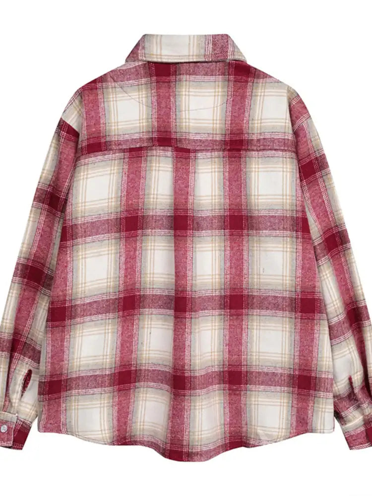 Men’s Plaid Button Up Long Sleeve Jacket