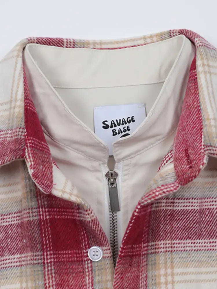 Men’s Plaid Button Up Long Sleeve Jacket