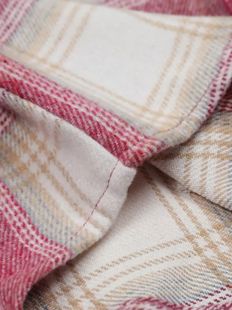 Men’s Plaid Button Up Long Sleeve Jacket