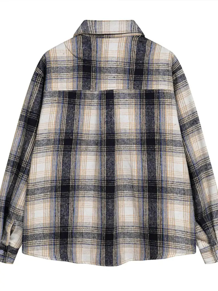 Men’s Plaid Button Up Long Sleeve Jacket