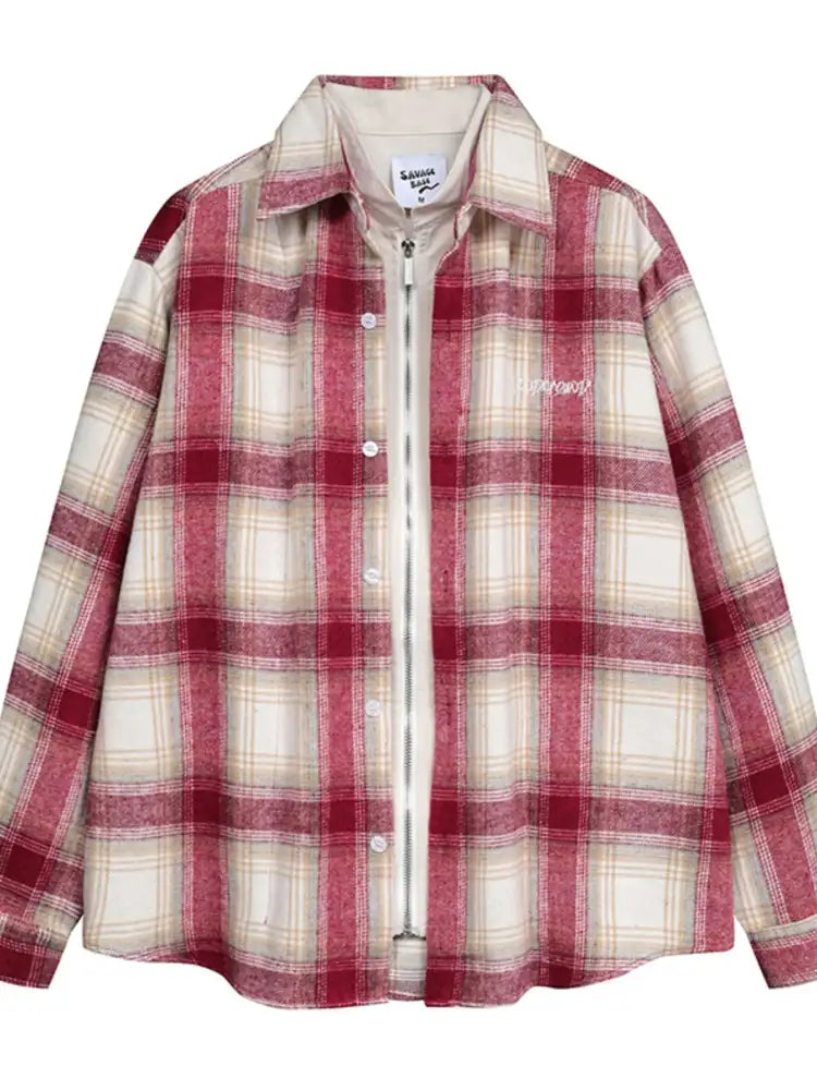 Men’s Plaid Button Up Long Sleeve Jacket