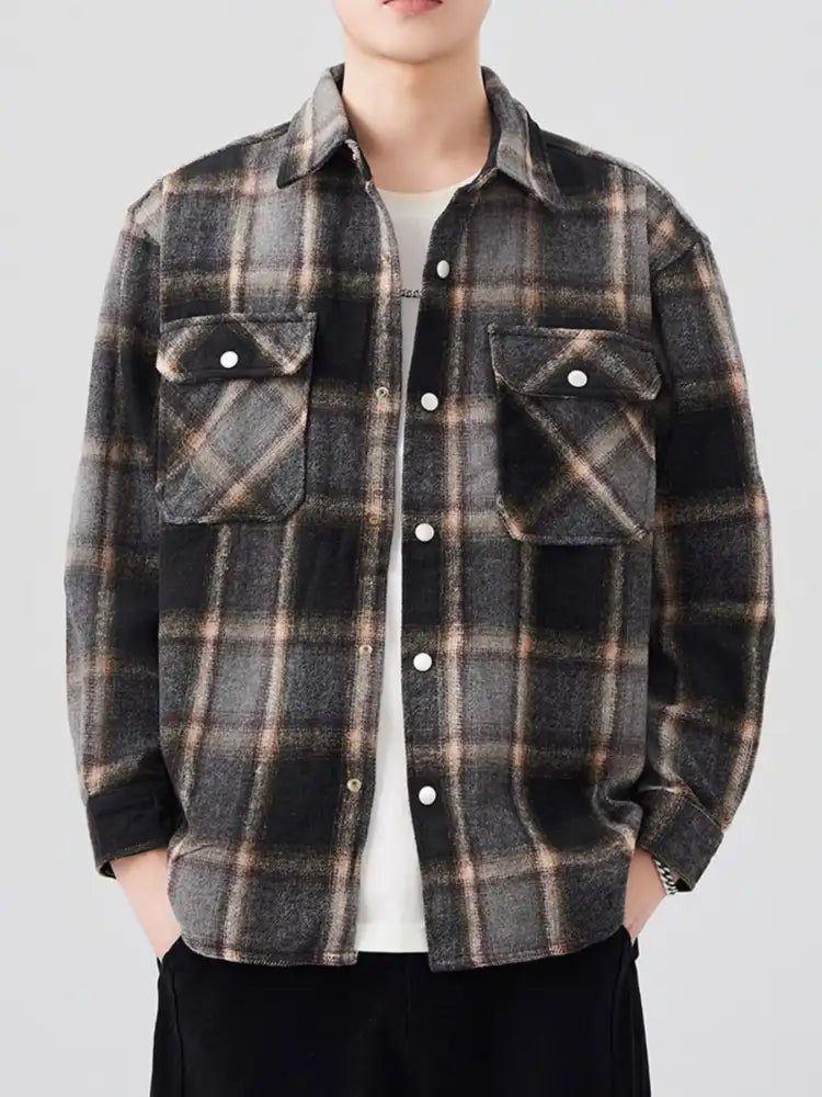 Men’s Plaid Button Up Long Sleeve Shirt