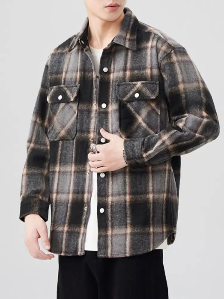 Men’s Plaid Button Up Long Sleeve Shirt