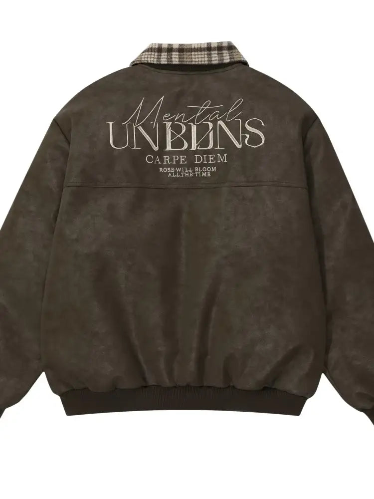 Men’s Plaid Collar Detail Zip Up Jacket