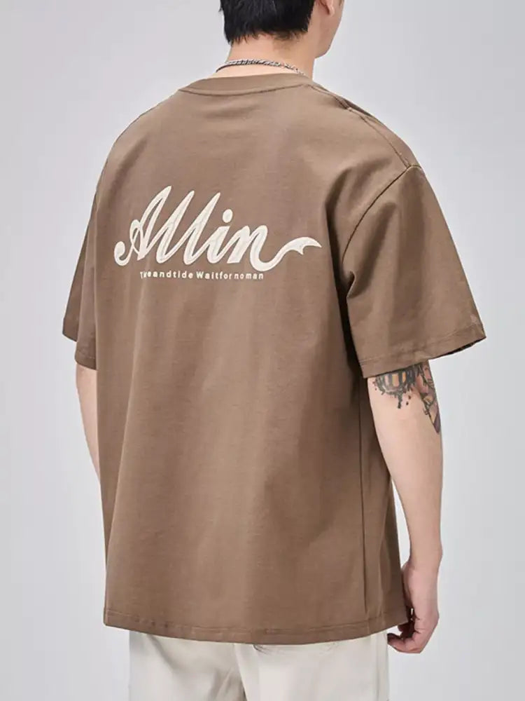 Men’s Plus Size Basic Style Round Neck T-Shirt - brown oversized t-shirt allin design