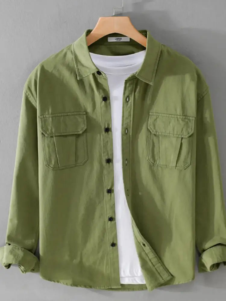 Men’s Plus Size Button Down Shirt with Dual Chest Pockets