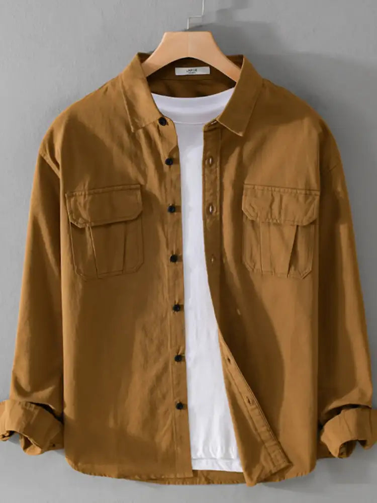 Men’s Plus Size Button Down Shirt with Dual Chest Pockets