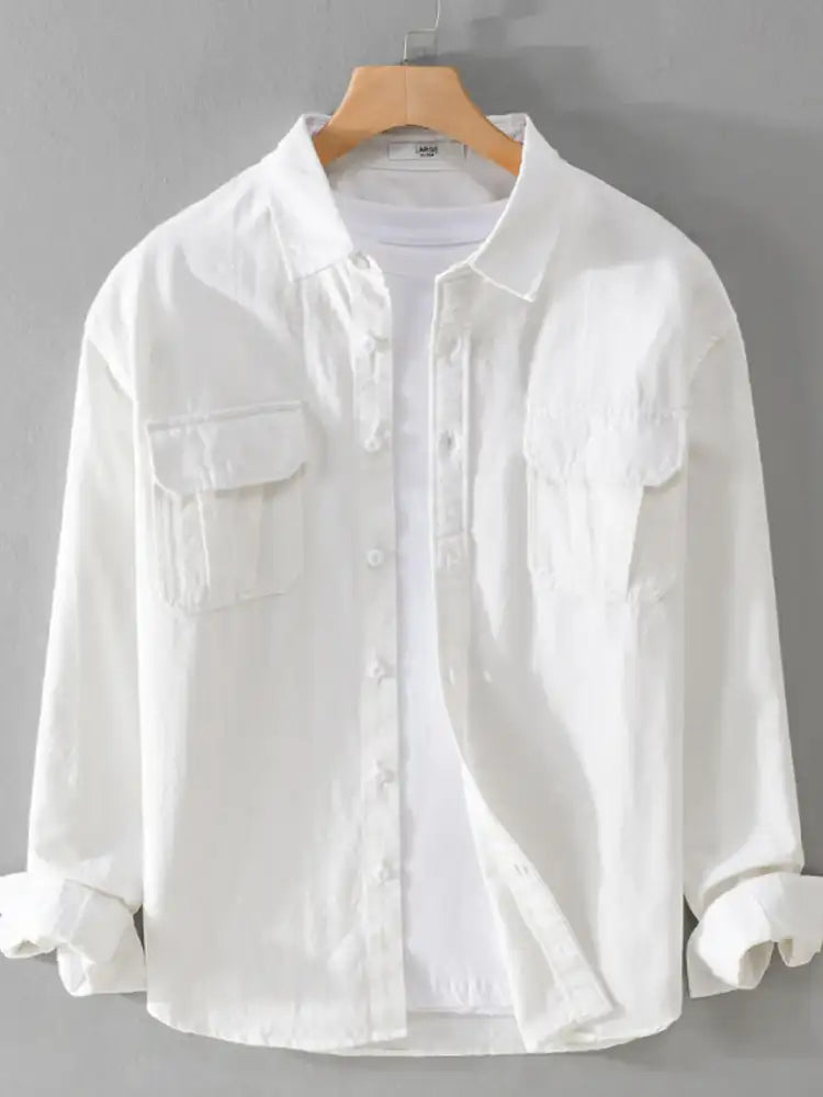 Men’s Plus Size Button Down Shirt with Dual Chest Pockets