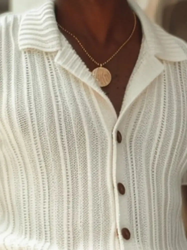 Men’s Plus Size Button Down Short Sleeve Top and Shorts Set