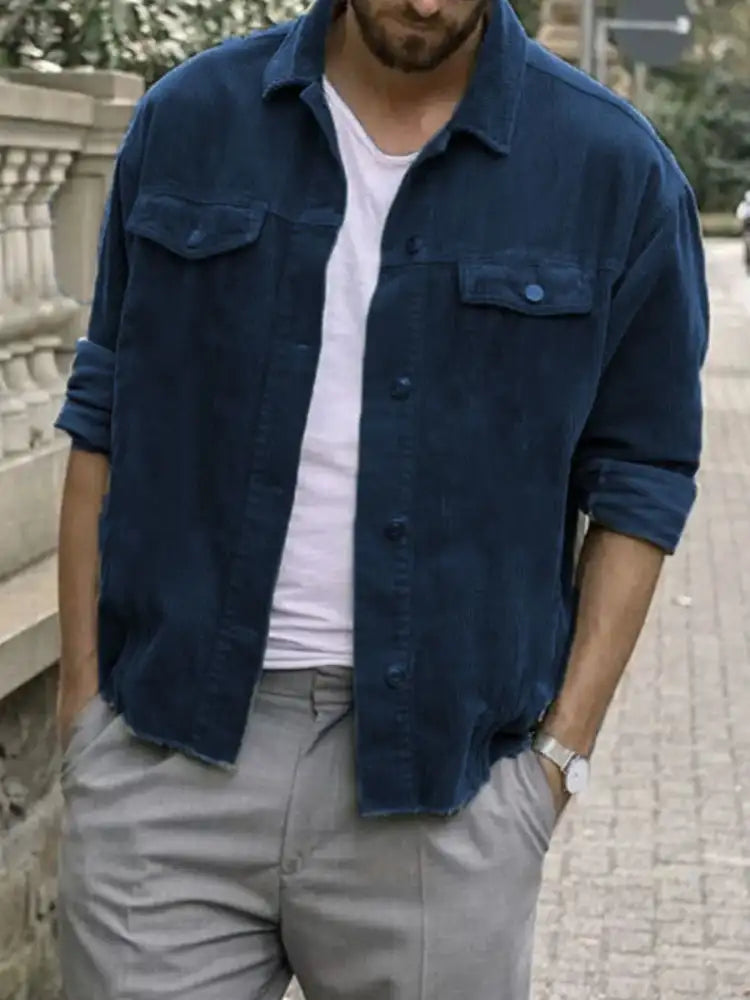 Men’s Plus Size Button Up Corduroy Shacket