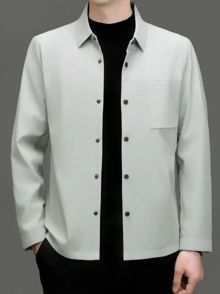 Men’s Plus Size Button Up Long Sleeve Jacket