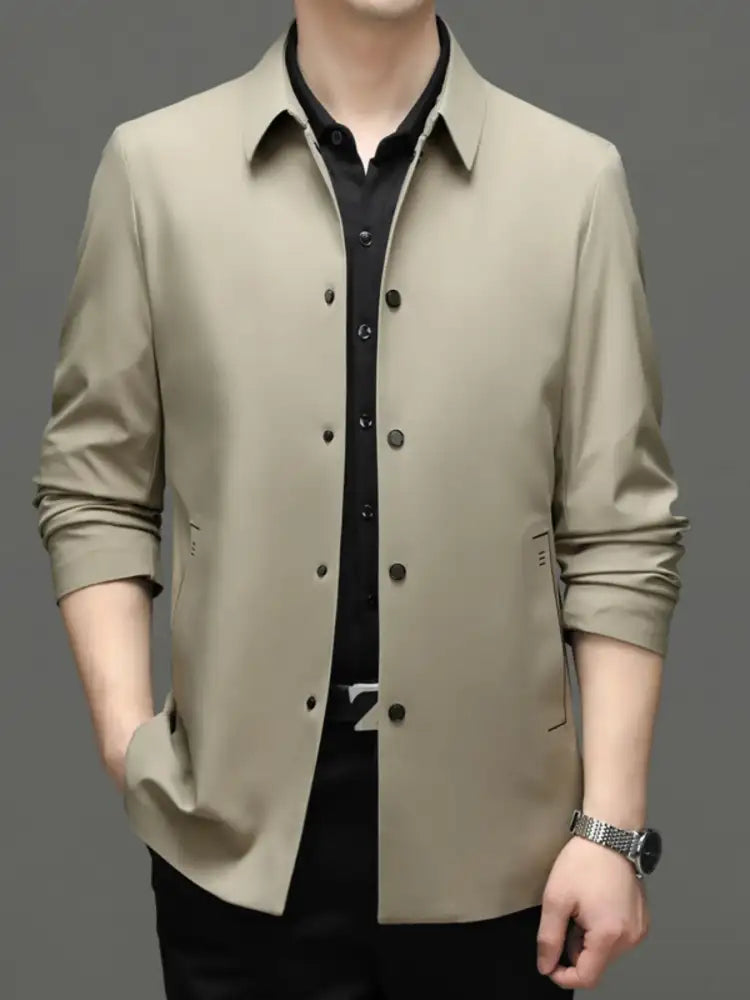 Men’s Plus Size Button Up Long Sleeve Jacket