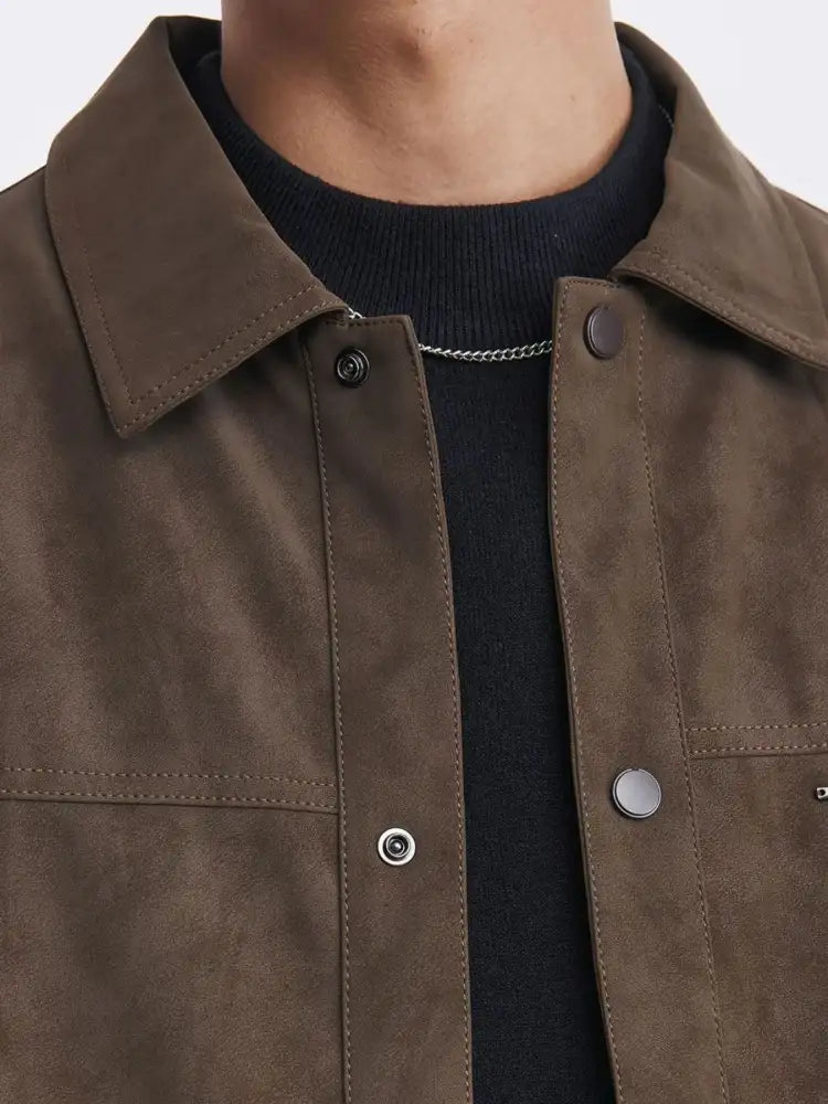 Men’s Plus Size Button Up Long Sleeve Jacket