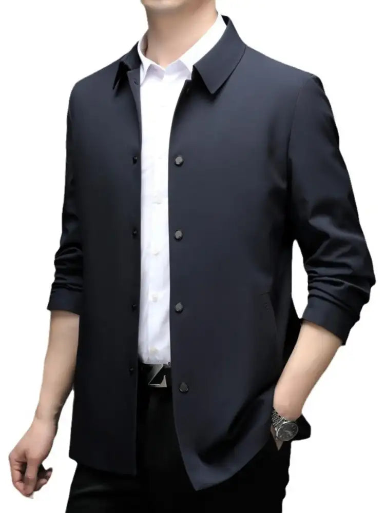 Men’s Plus Size Button Up Long Sleeve Jacket