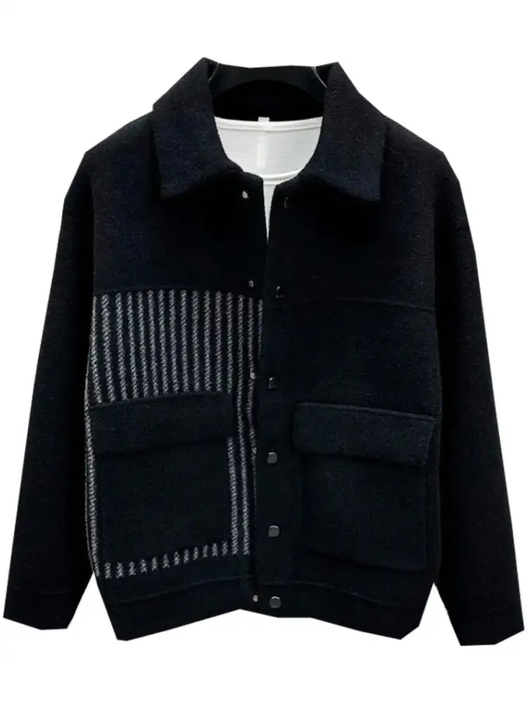 Men’s Plus Size Button Up Long Sleeve Jacket