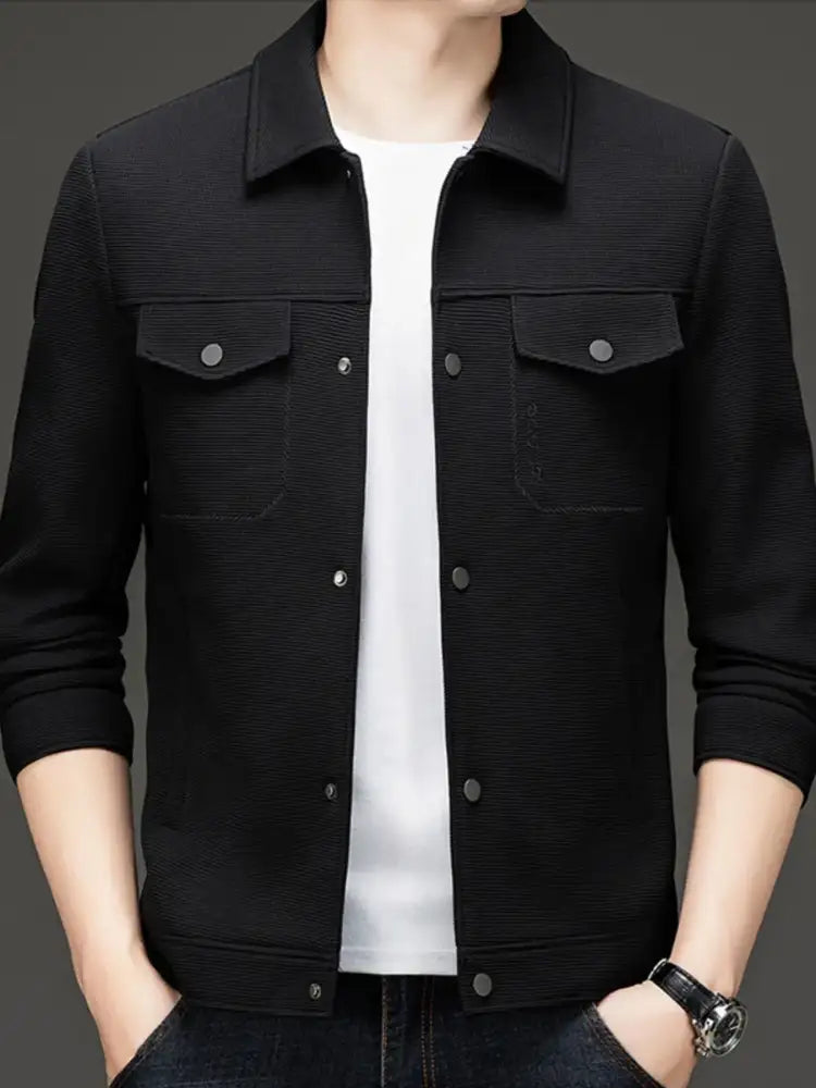 Men’s Plus Size Button Up Long Sleeve Jacket