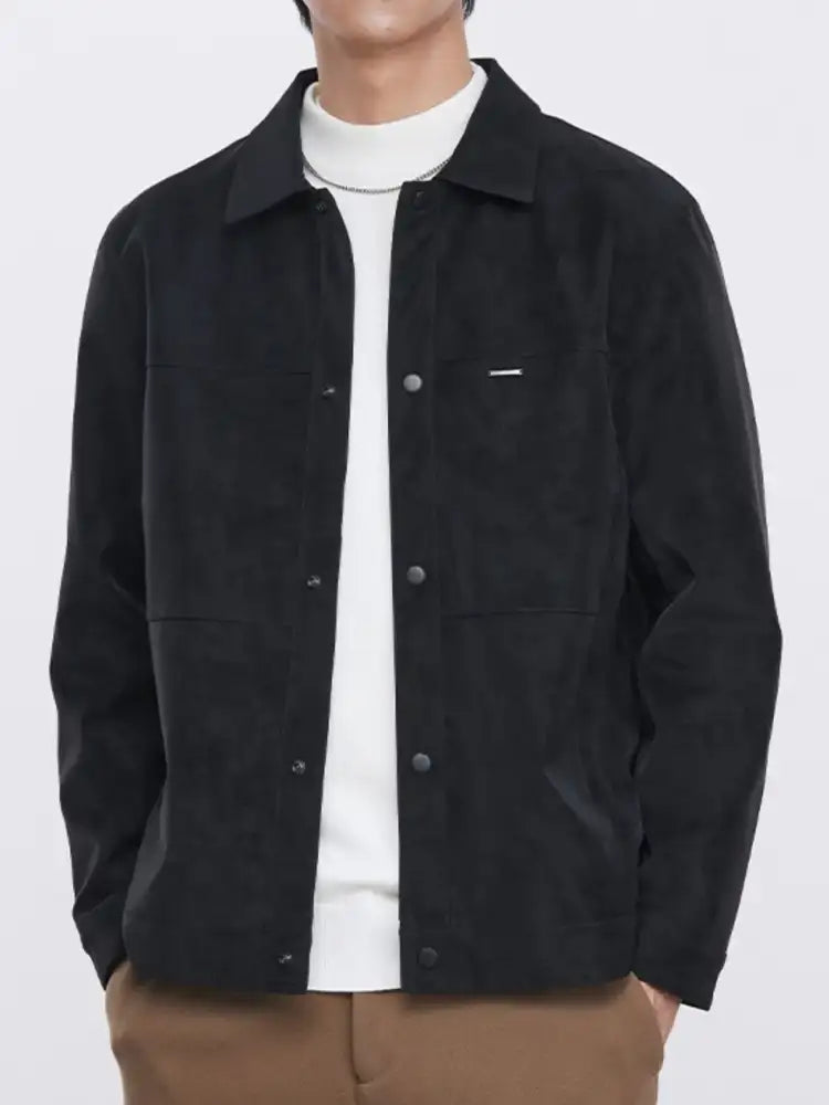 Men’s Plus Size Button Up Long Sleeve Jacket