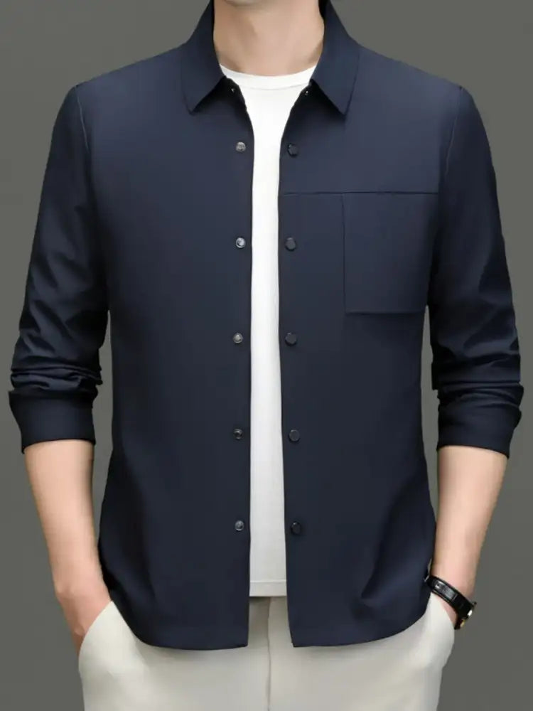 Men’s Plus Size Button Up Long Sleeve Jacket