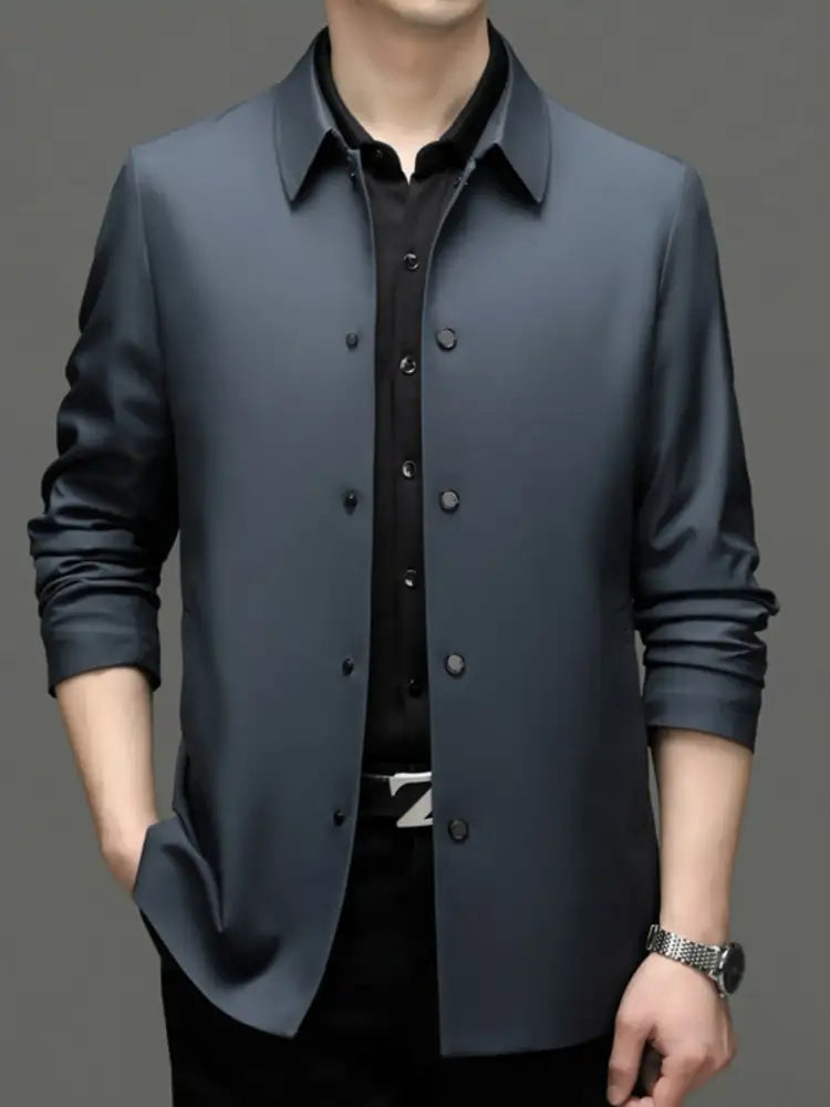 Men’s Plus Size Button Up Long Sleeve Jacket
