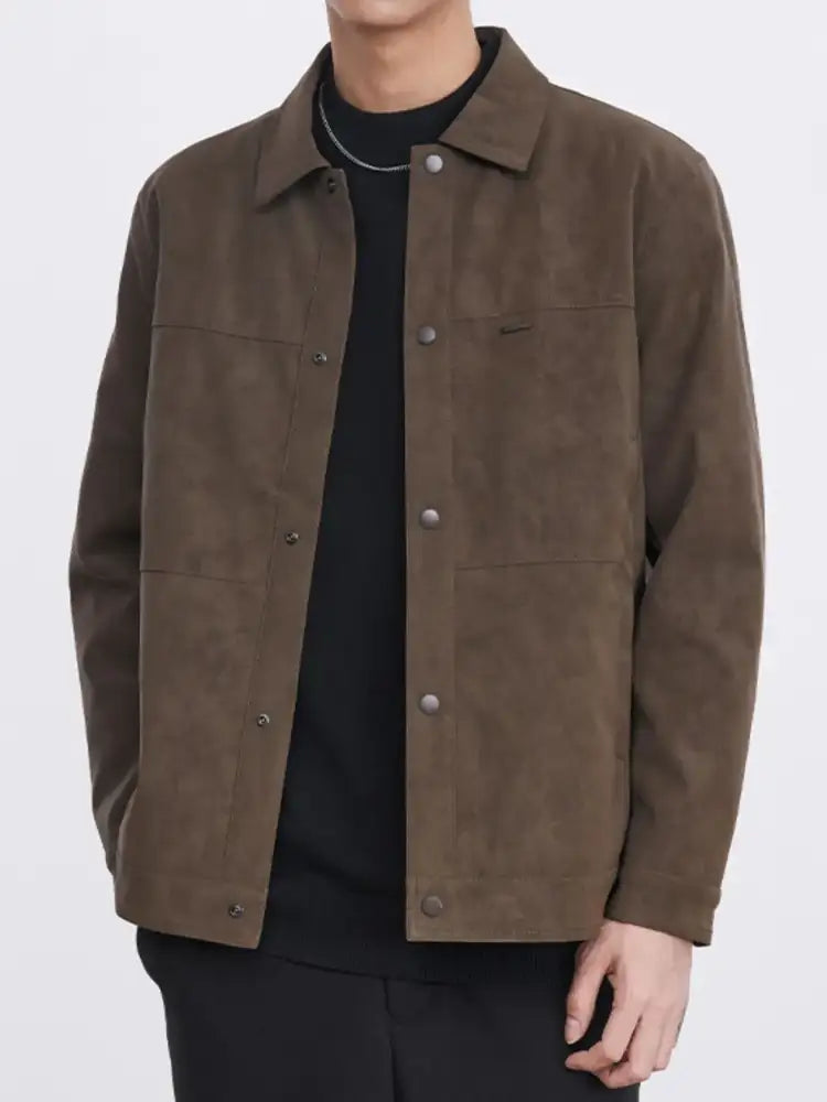 Men’s Plus Size Button Up Long Sleeve Jacket