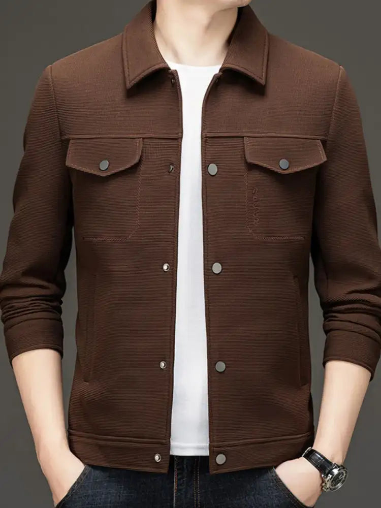 Men’s Plus Size Button Up Long Sleeve Jacket