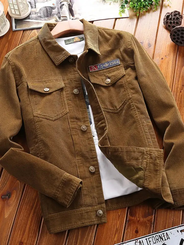 Men’s Plus Size Button Up Long Sleeve Jacket