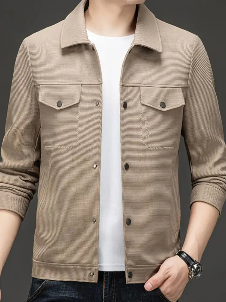 Men’s Plus Size Button Up Long Sleeve Jacket