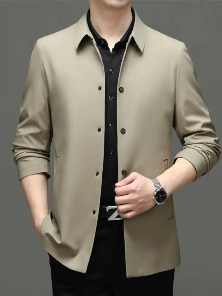 Men’s Plus Size Button Up Long Sleeve Jacket