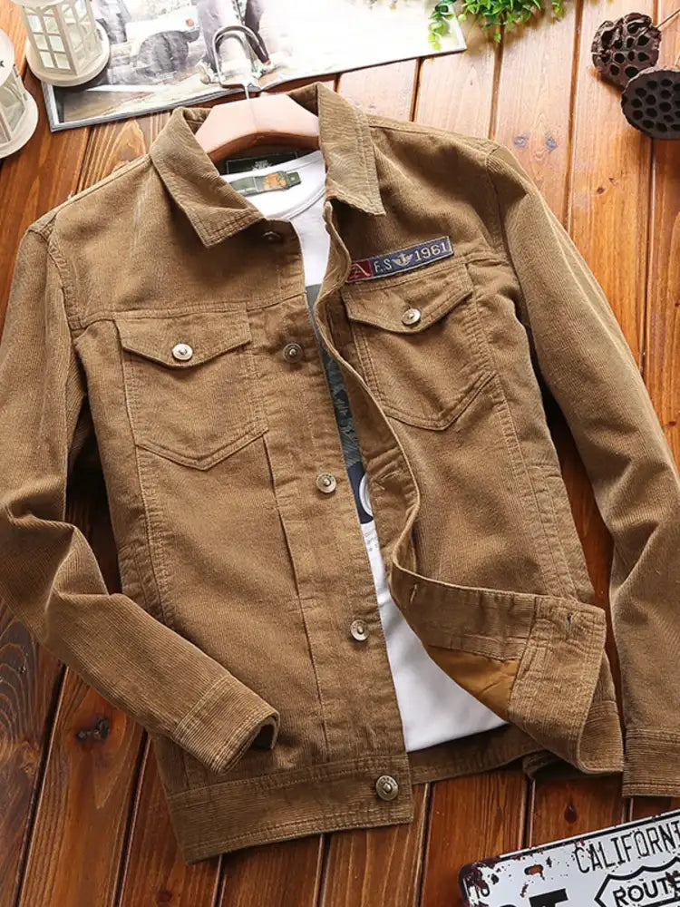 Men’s Plus Size Button Up Long Sleeve Jacket