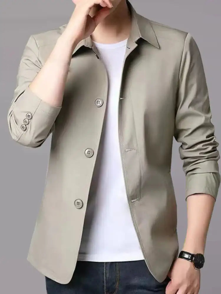 Men’s Plus Size Button Up Long Sleeve Jacket