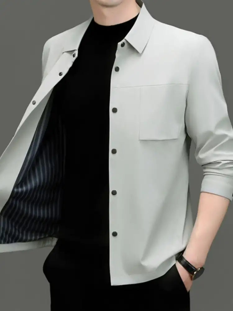 Men’s Plus Size Button Up Long Sleeve Jacket