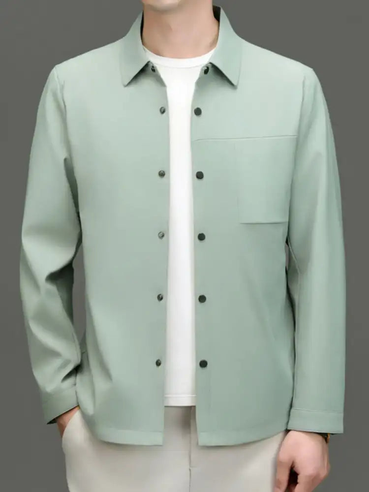 Men’s Plus Size Button Up Long Sleeve Jacket