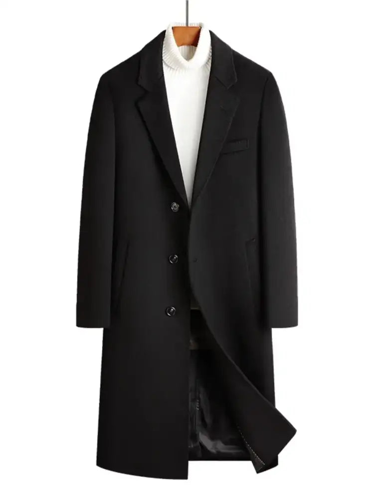Men’s Plus Size Button Up Long Sleeve Longline Coat