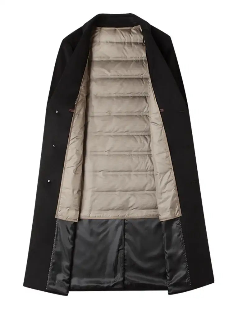 Men’s Plus Size Button Up Long Sleeve Longline Coat