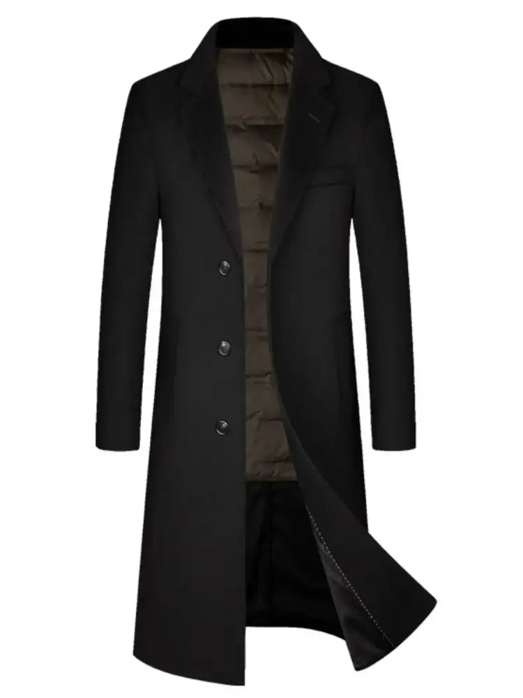 Men’s Plus Size Button Up Long Sleeve Longline Coat