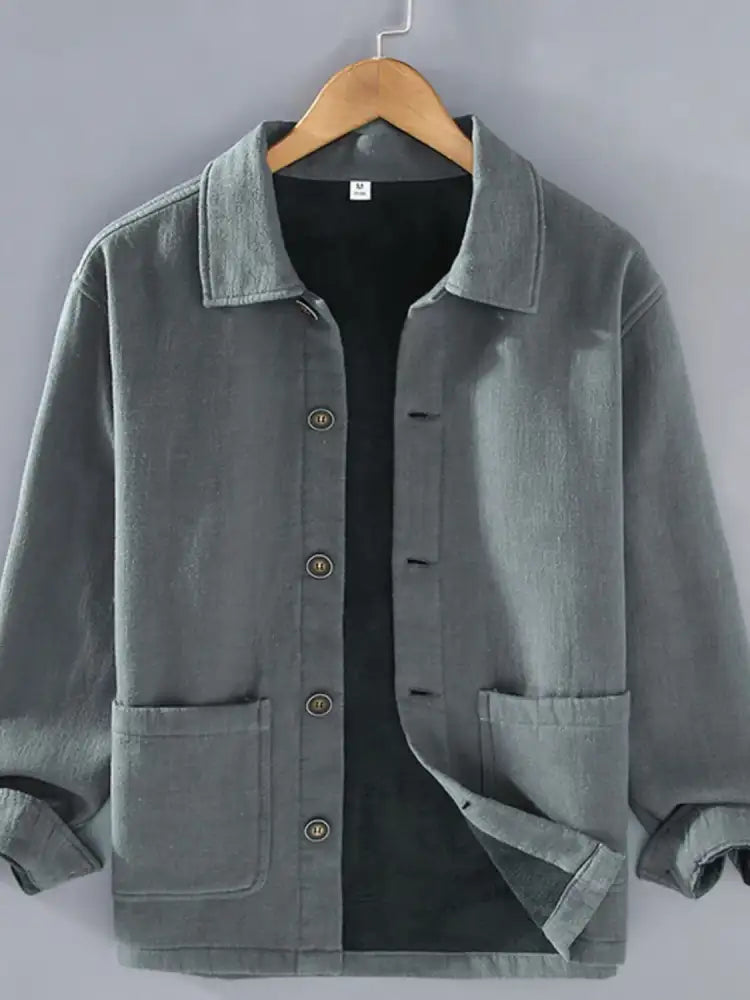 Men’s Plus Size Button Up Long Sleeve Shacket