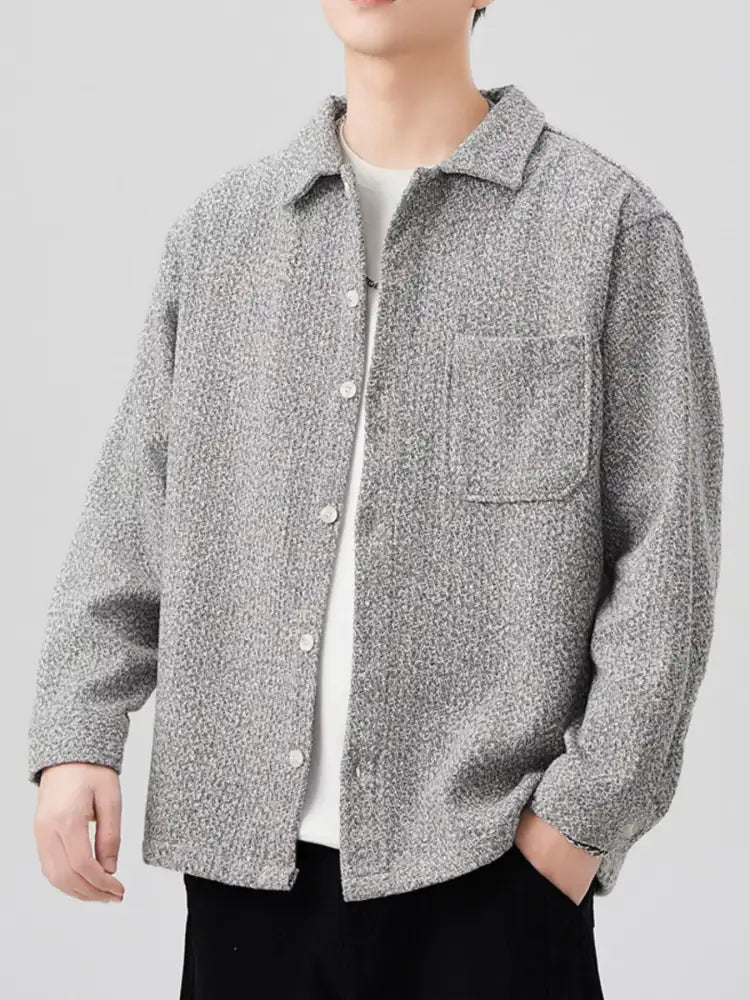 Men’s Plus Size Button Up Long Sleeve Shacket