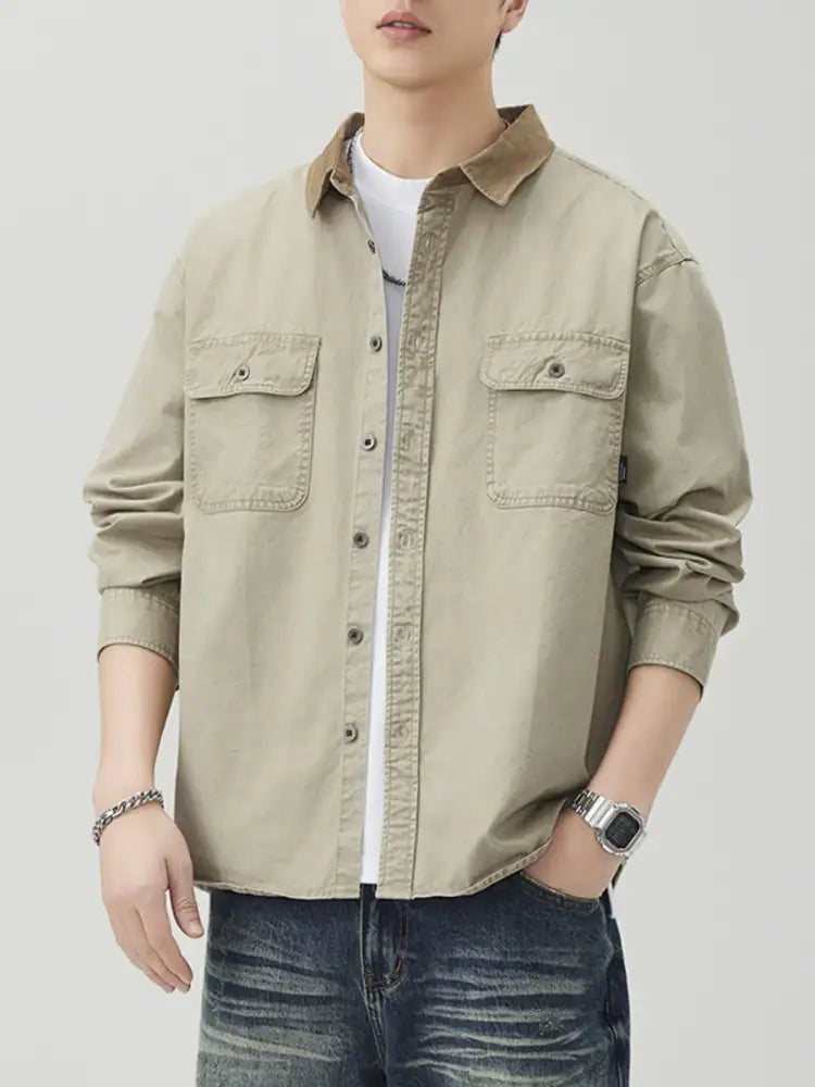 Men’s Plus Size Button Up Long Sleeve Shirt