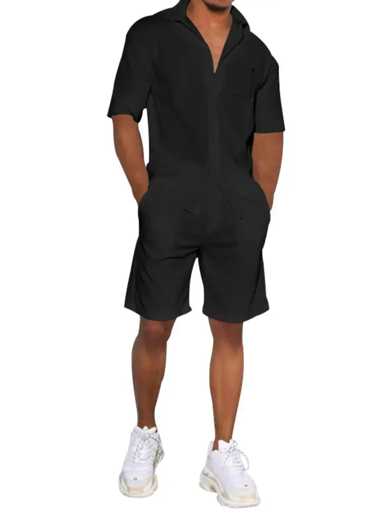 Men’s Plus Size Button Up Shirt and Shorts Set