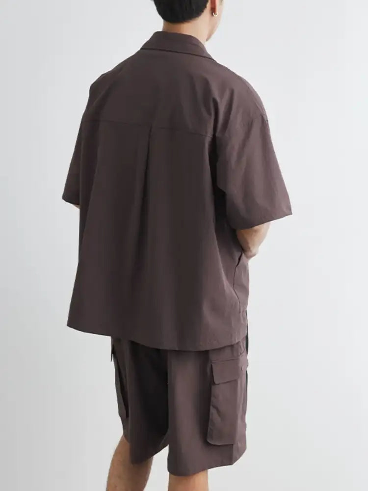 Men’s Plus Size Button Up Short Sleeve Shirt and Shorts Set