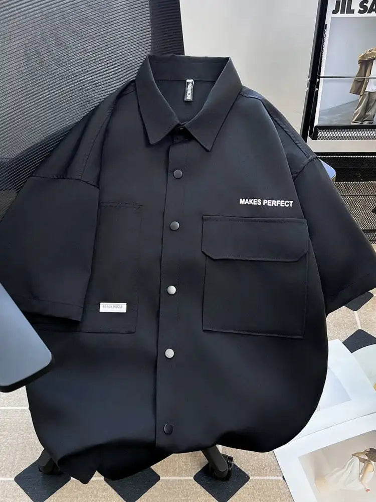 Men’s Plus Size Button Up Short Sleeve Shirt