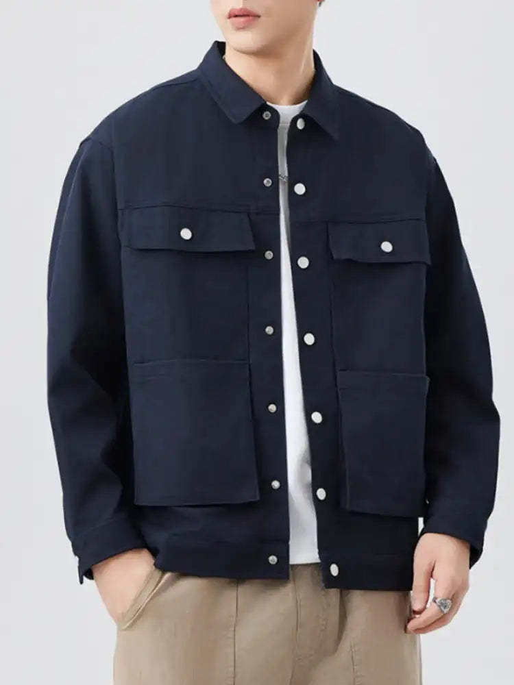 Men’s Plus Size Casual Button-Down Long Sleeve Shacket