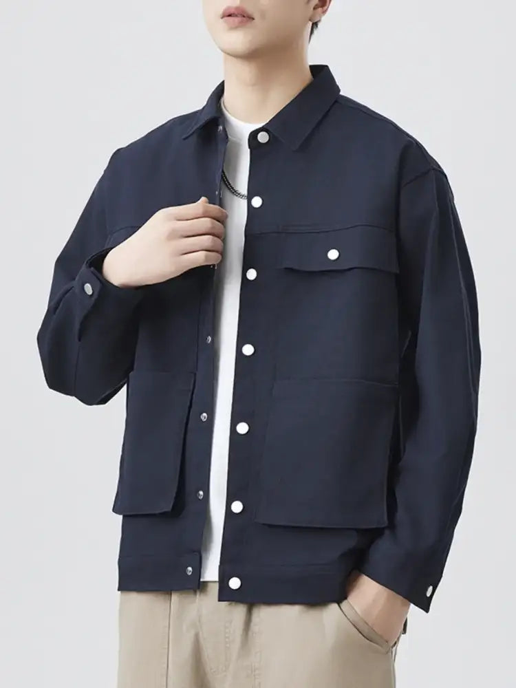 Men’s Plus Size Casual Button-Down Long Sleeve Shacket