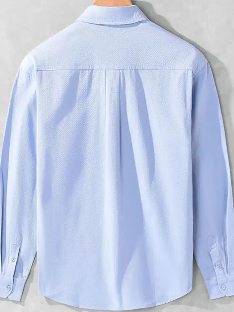 Men’s Plus Size Casual Button-Down Shirt with Chest Pocket