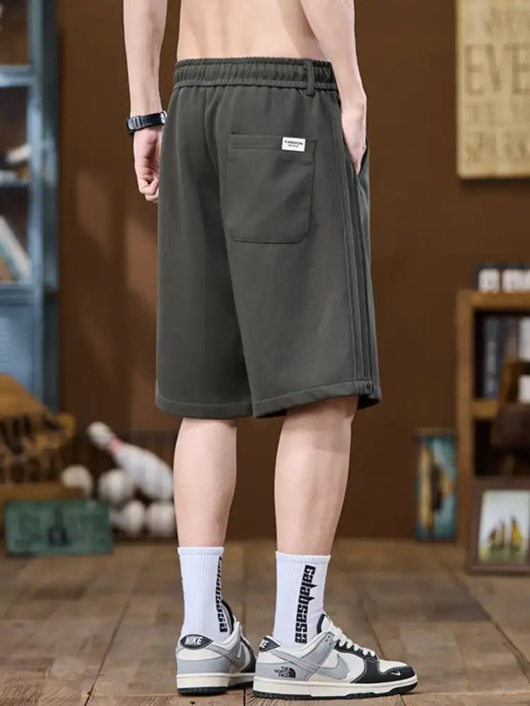 Men’s Plus Size Casual Drawstring Shorts with Side Stripe