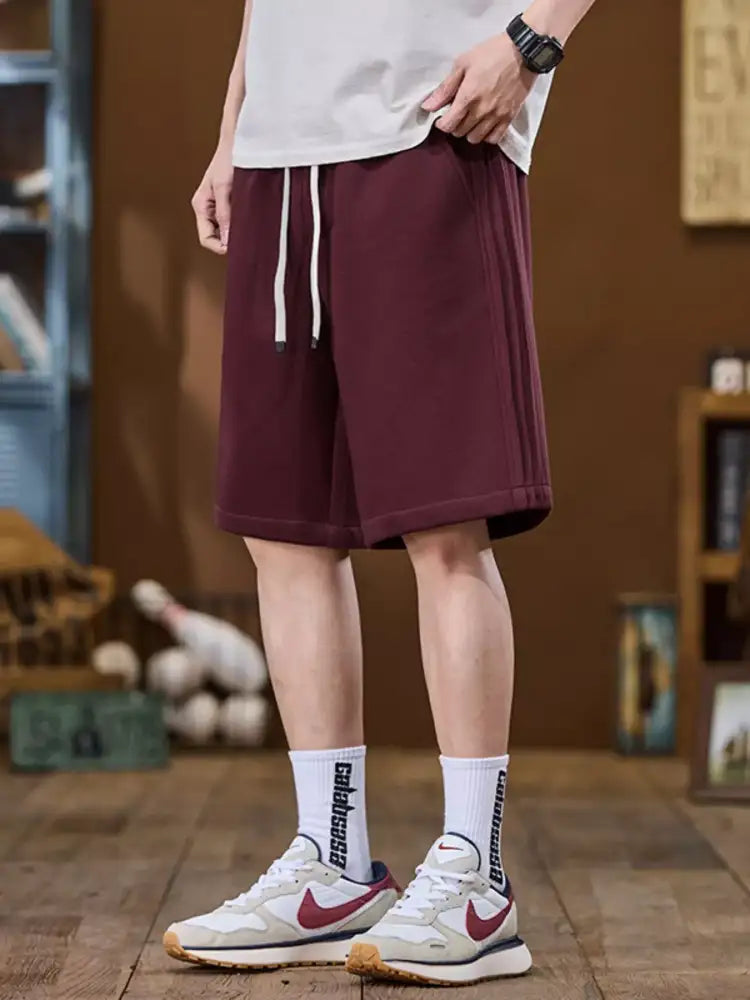 Men’s Plus Size Casual Drawstring Shorts with Side Stripe