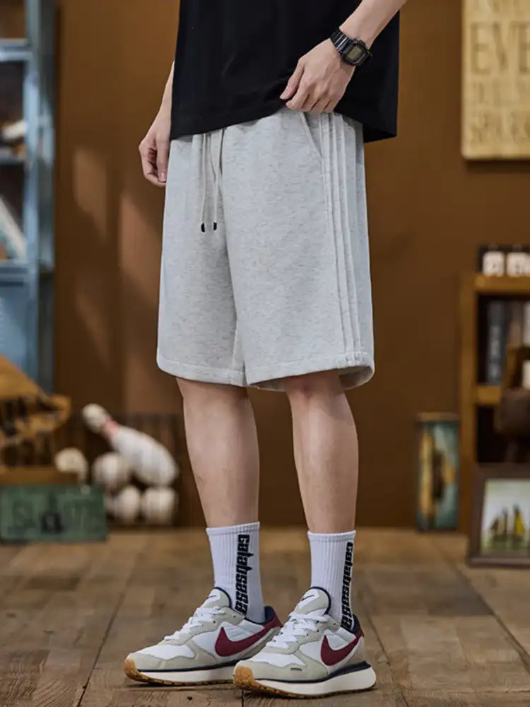 Men’s Plus Size Casual Drawstring Shorts with Side Stripe