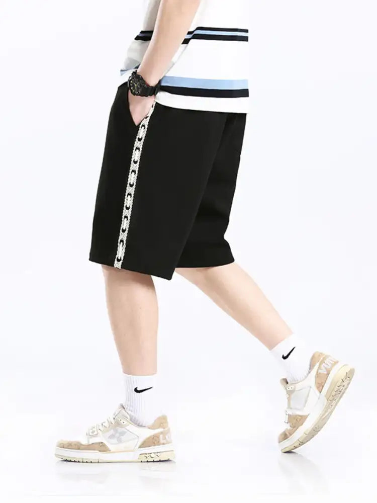 Men’s Plus Size Casual Drawstring Side Stripe Shorts