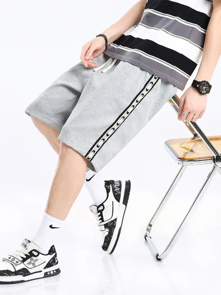 Men’s Plus Size Casual Drawstring Side Stripe Shorts