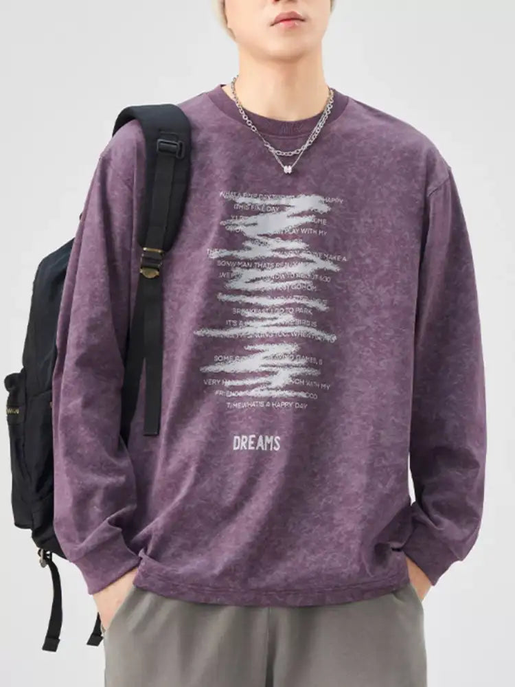 Men’s Plus Size Casual Graphic Long Sleeve T-Shirt